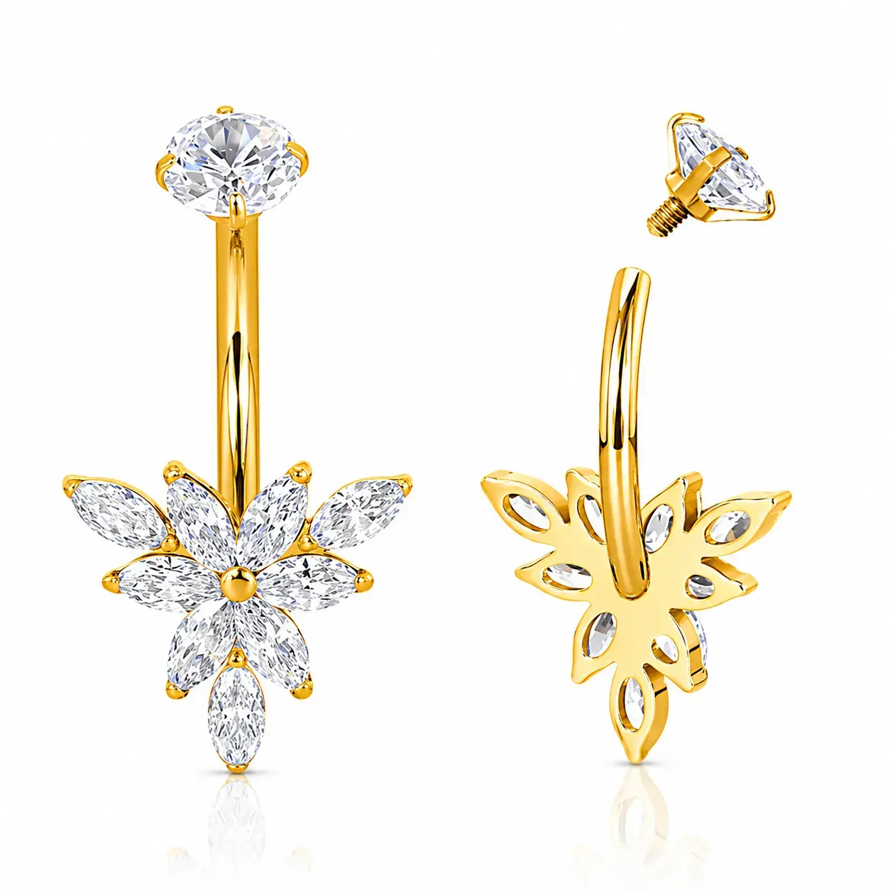 Piercing nombril titane fleur