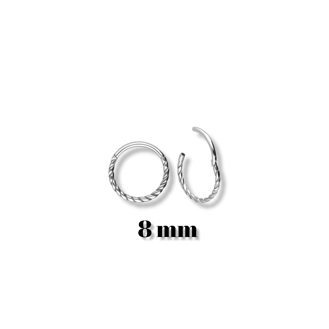 Anneau clicker acier torsade 8 mm