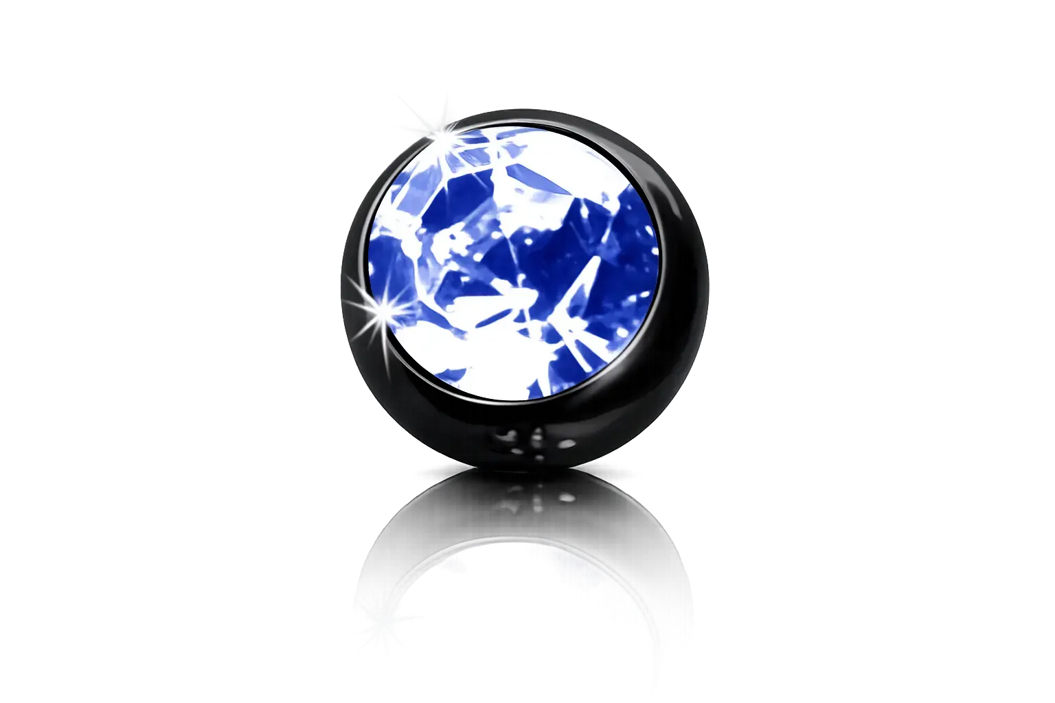 Boule acrylique noire 1.2 x 3 - strass bleu