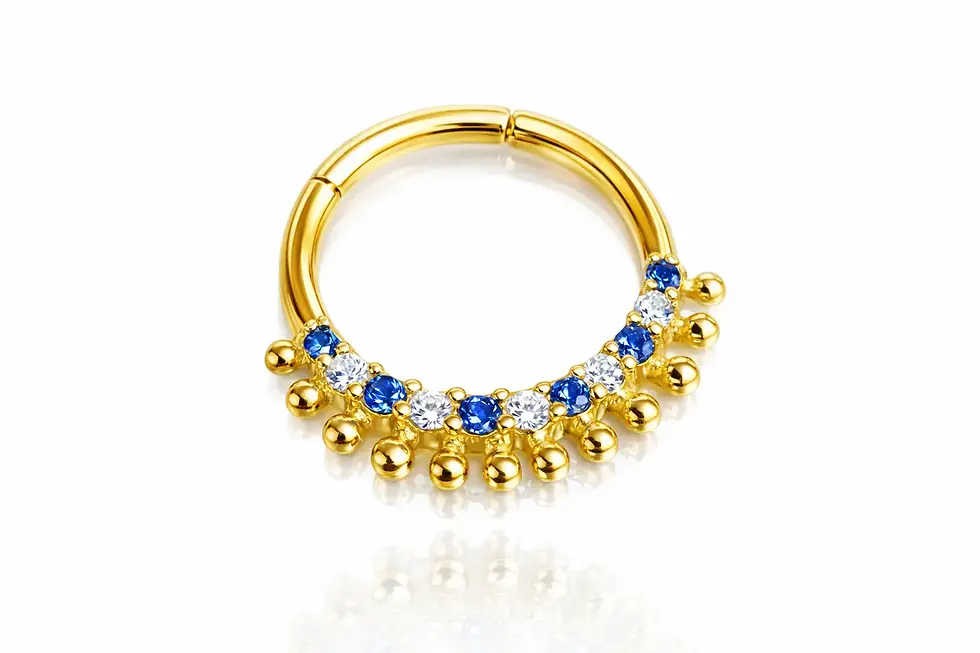 Anneau piercing clicker strass saphir diamant 6 mm