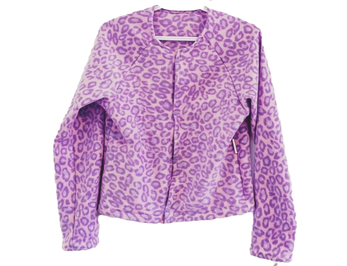 Purple Fleece Cheetah Sweater - XS/S