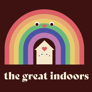 Lockdown Illustrations, this one is a smiley house with a rainbow wrapping round it and above.