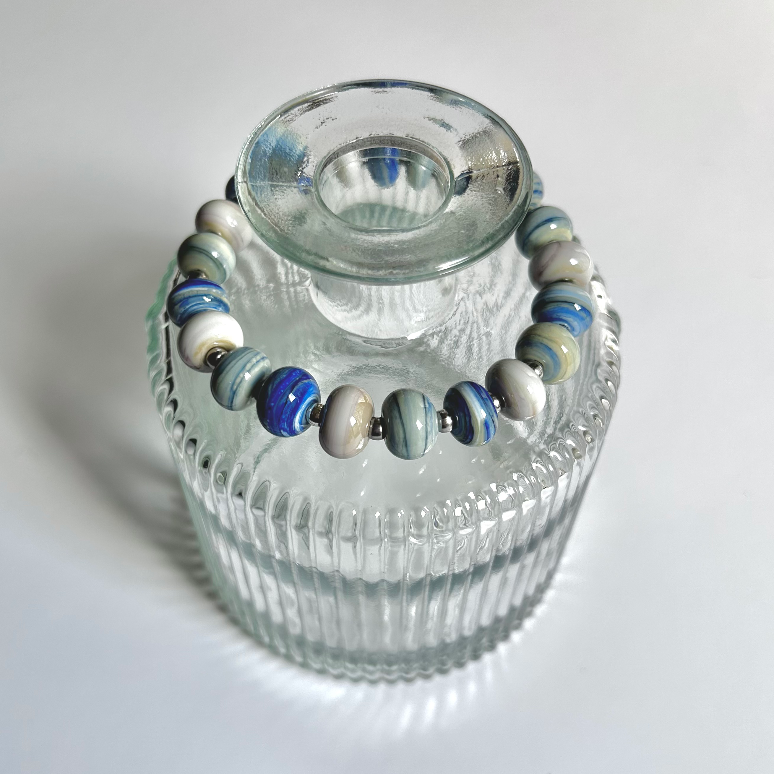 Blue 005 L - Glass Bead Bracelet