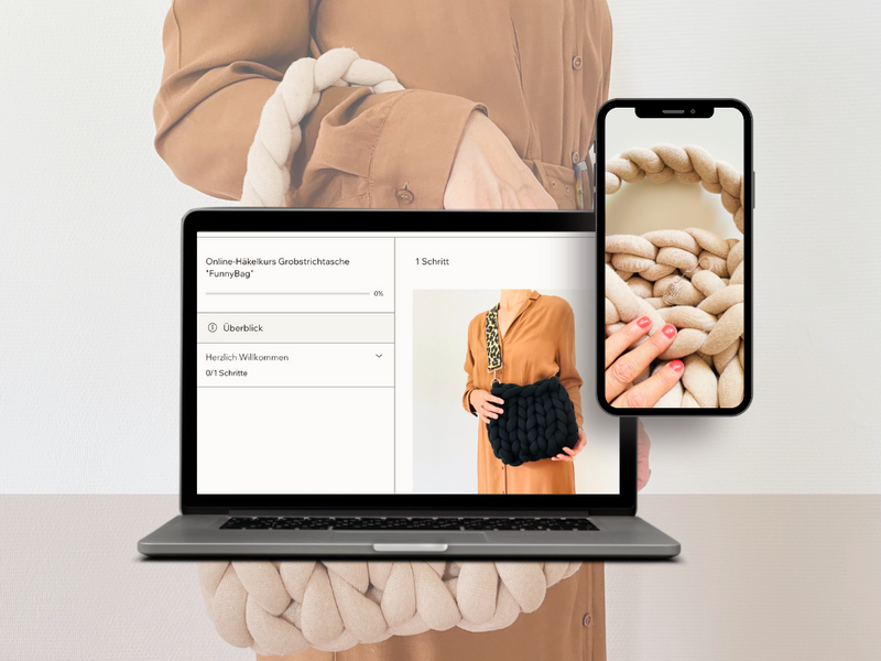 Onlinekurs für Grobstricktasche