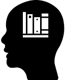 Gold profile head with books on a shelf, representing academic stress and performance pressure.