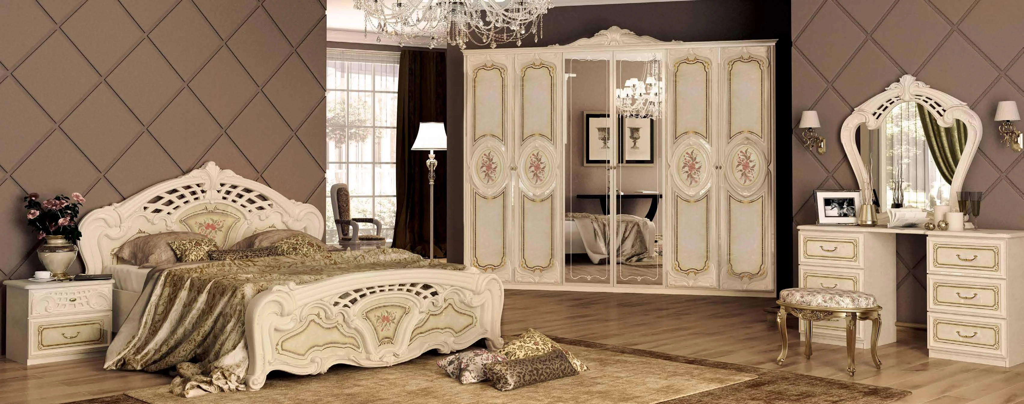 Schlafzimmer Set Beige Gold 2 Xavien