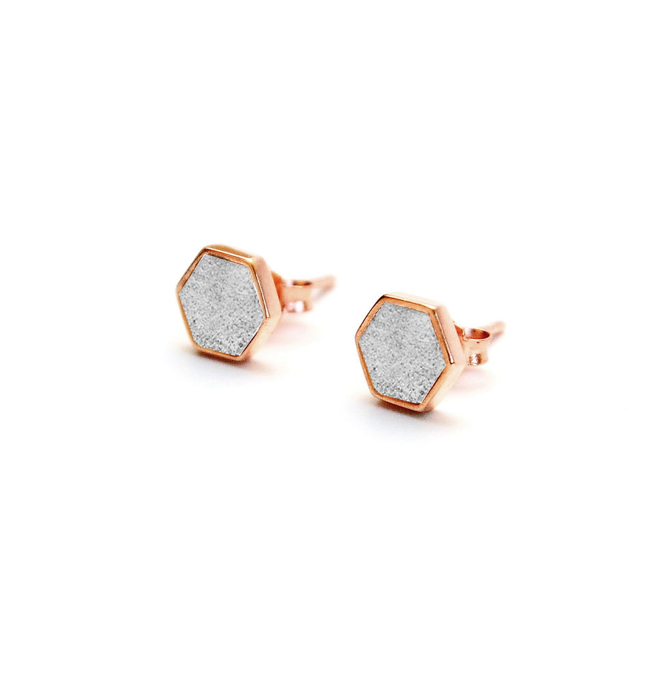 Thumbnail: C3CraftStudio｜Grey Concrete Hexagon Earring / Geometric Series