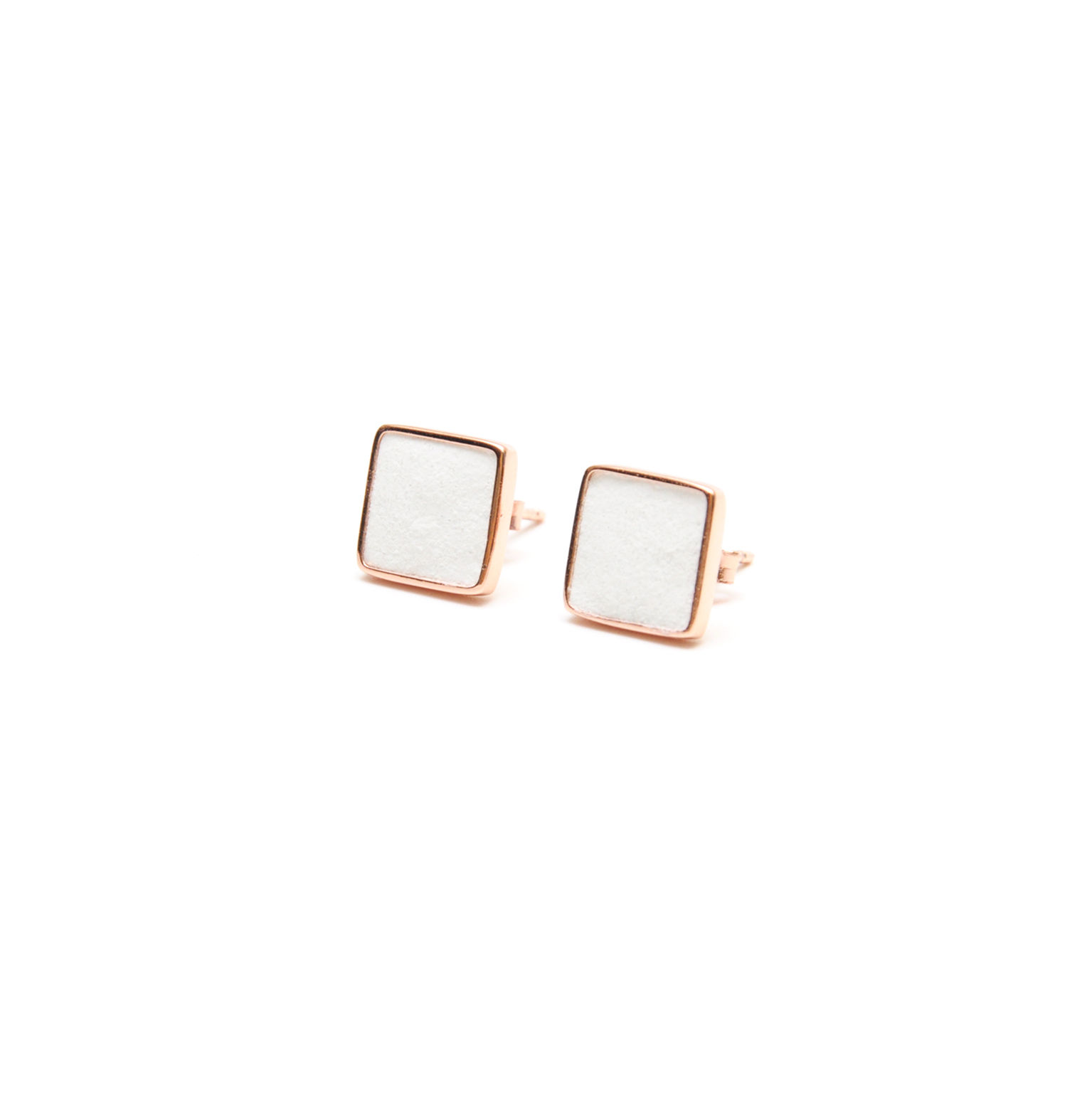 C3CraftStudio｜White Concrete Square Earring / Geometric Series