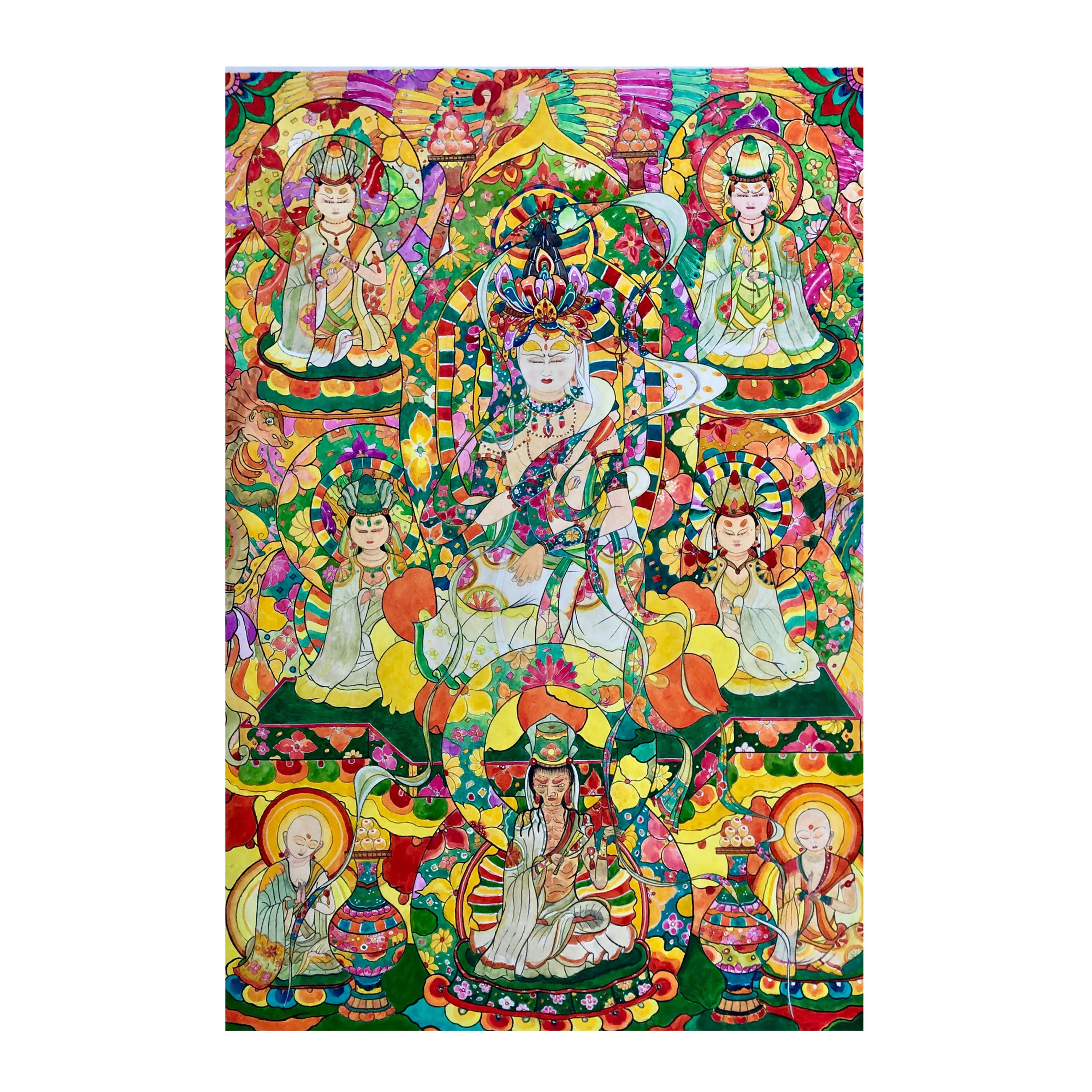 仏画 ナムナンダラ曼荼羅図 ( 肉筆画)