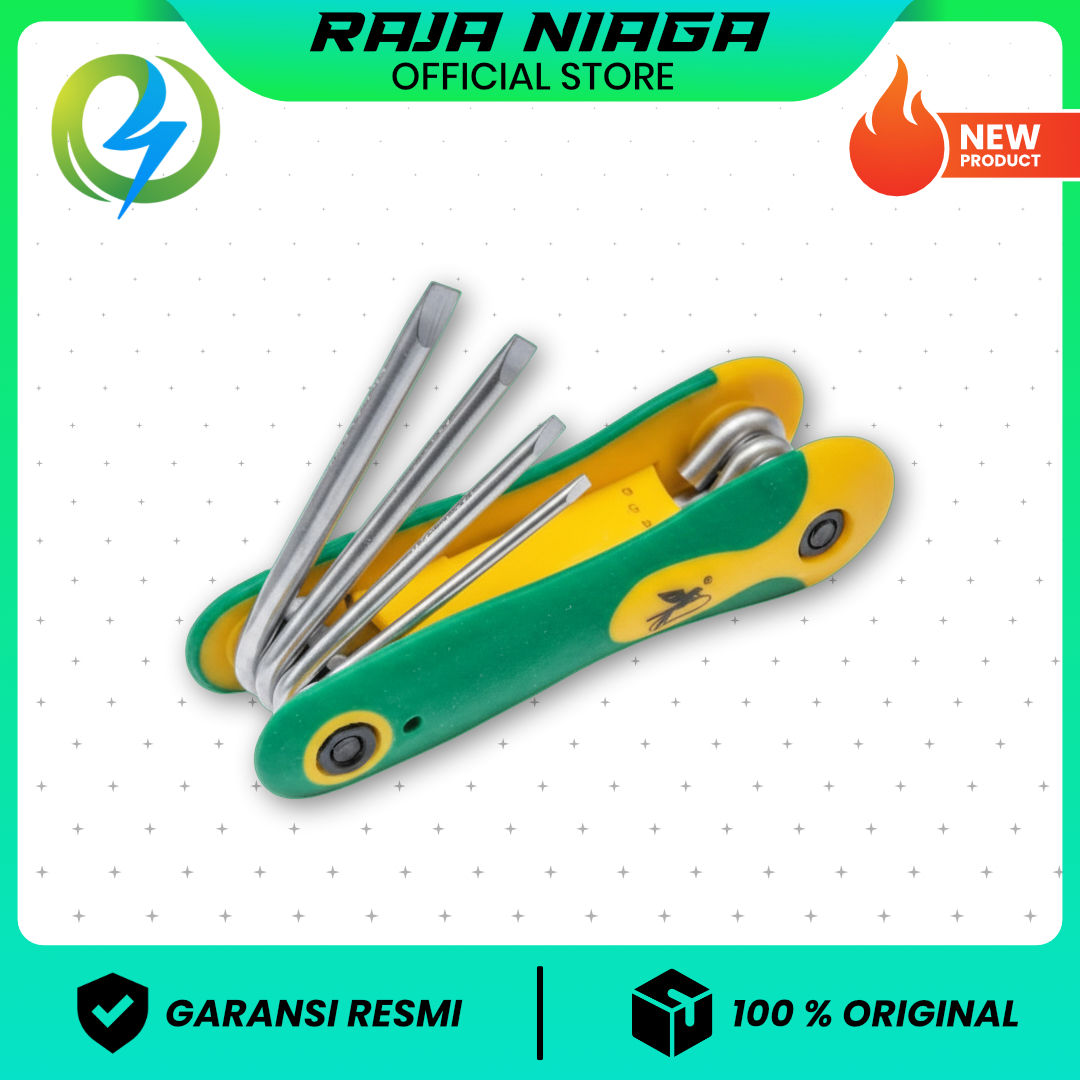 Feibao Kunci L Lipat Ujung Obeng Plus Minus / Foldable Philips & Slotted Hex Key
