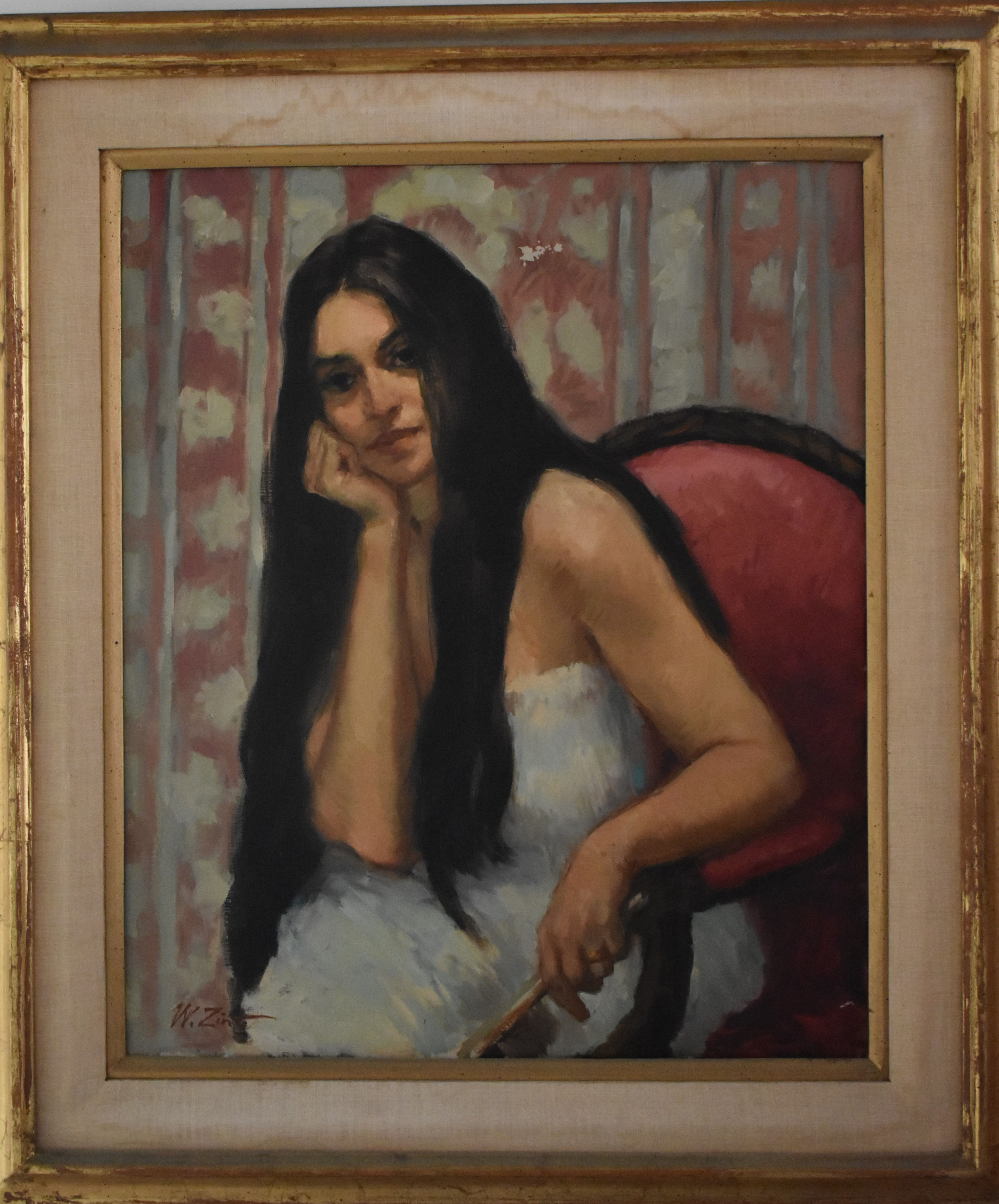 WADE ZINT Lady sitting oil portrait