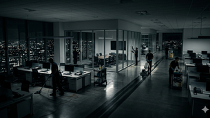 Cleaning crew at night