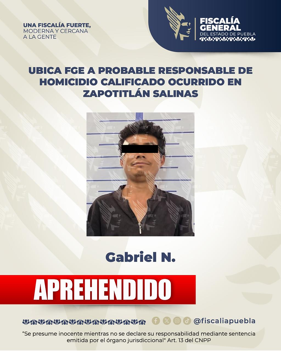 Ubica FGE a probable responsable de homicidio calificado ocurrido en Zapotitlán Salinas