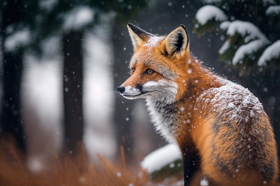 Red fox facing to viewer's left