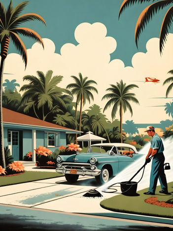 Orlando pressure washing service cleaning concrete driveway to remove stains, dirt, and algae