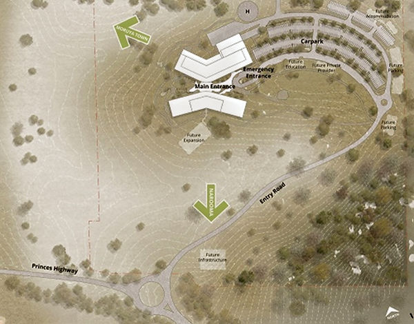 Hospital Plan Picture showing location of proposed Carers Accommodation