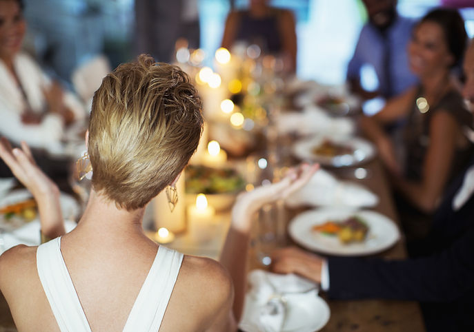 Lady enjoying wine at her private event