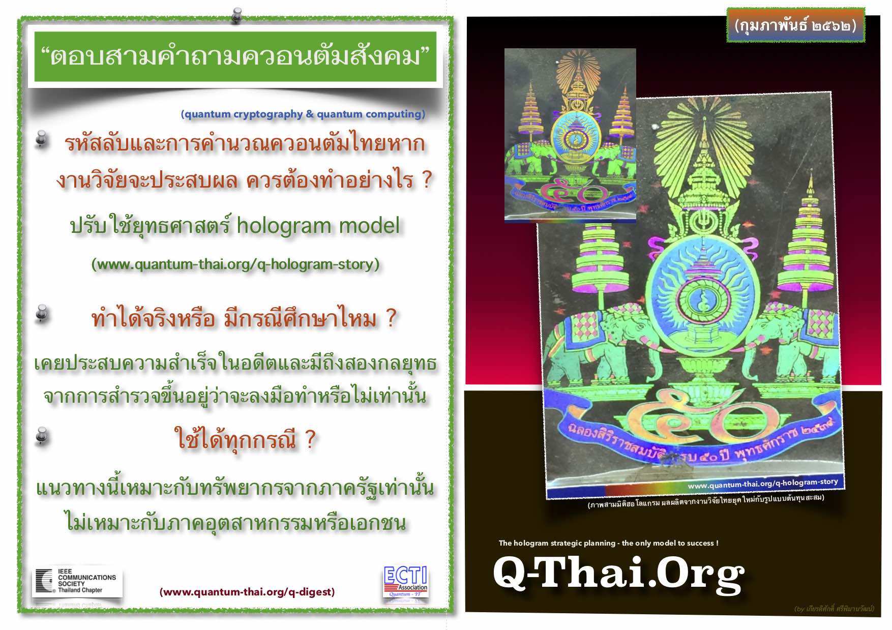 ตอบสามคำถามควอนตัมสังคม ๑ (ก.พ. ๖๒)