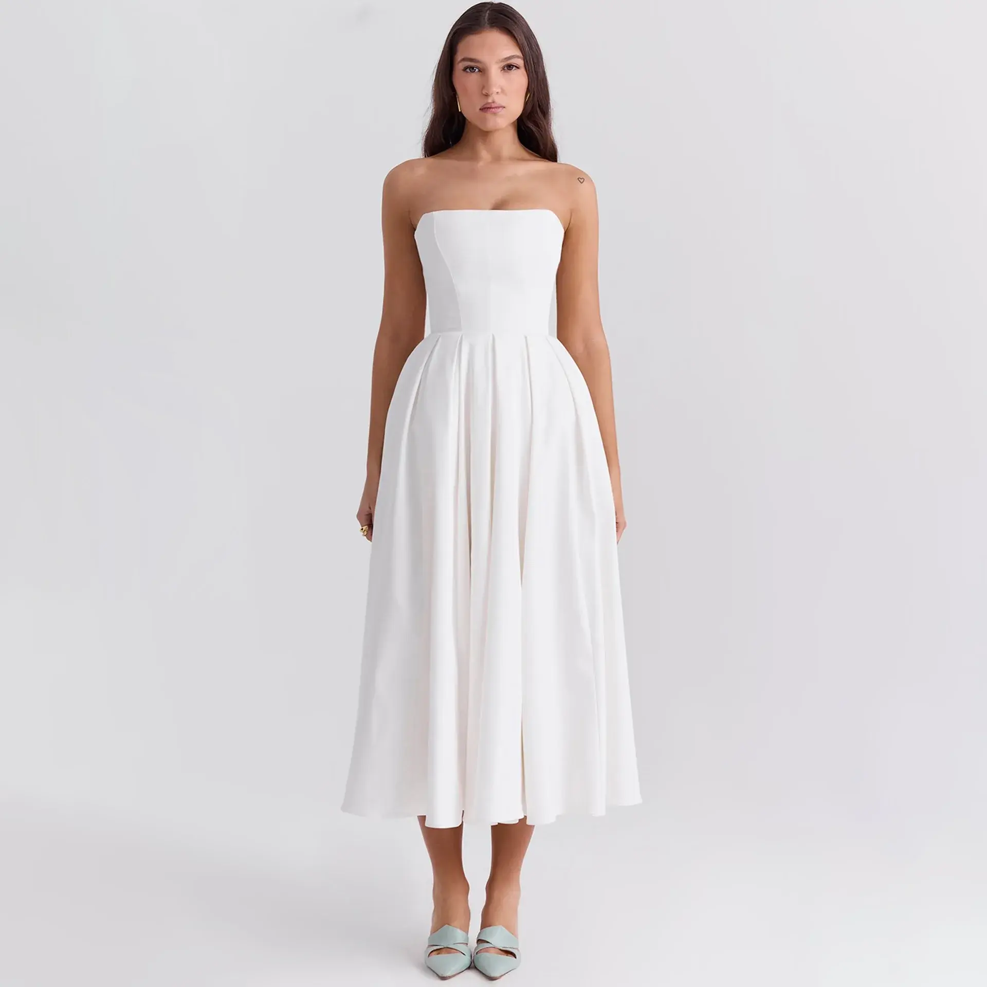 Suninheart Summer Vestidos De Fiesta 2024 New in Elegant Strapless Flare Dress W