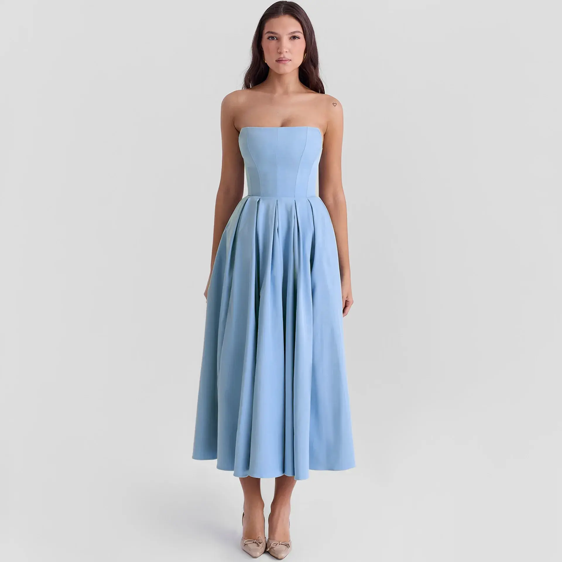 Suninheart Summer Vestidos De Fiesta 2024 New in Elegant Strapless Flare Dress W