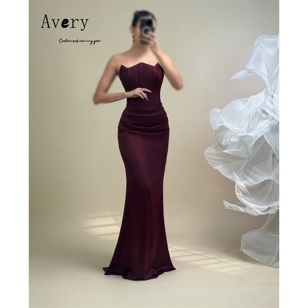 Avery Customized Sweetheart Burgundy Off-shoulder Fishtail Woman Party Dresses 2