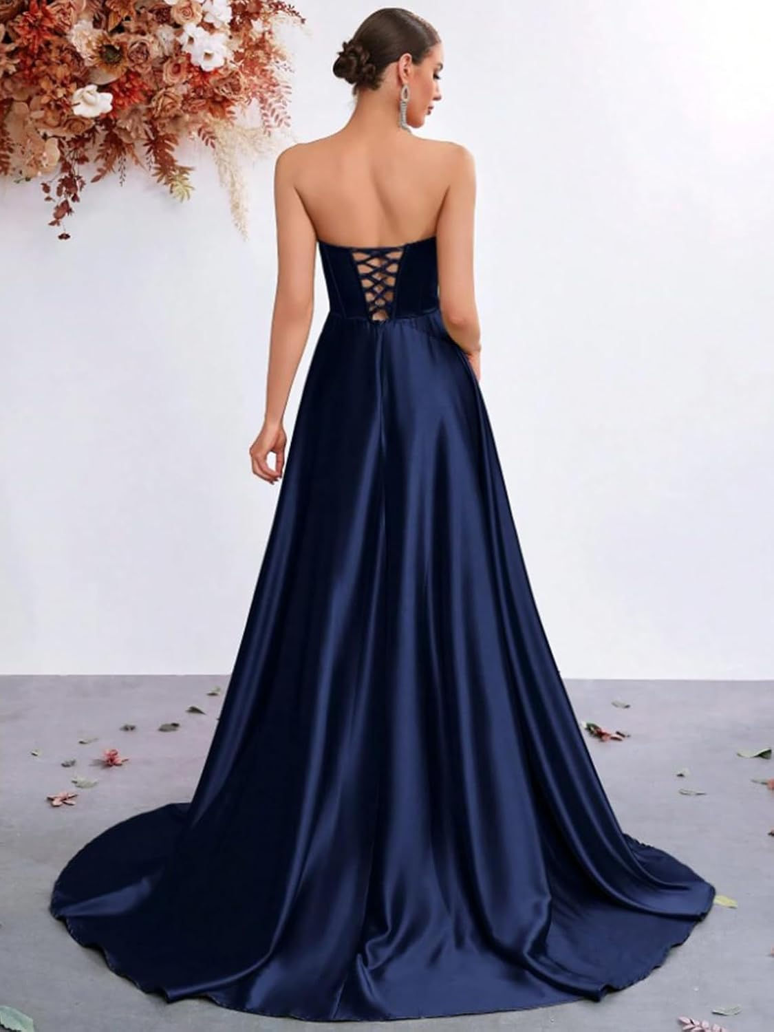 Fashion Sexy A-Line Prom Dress Sweetheart Sleeveless Sweep Train Satin with Ruch