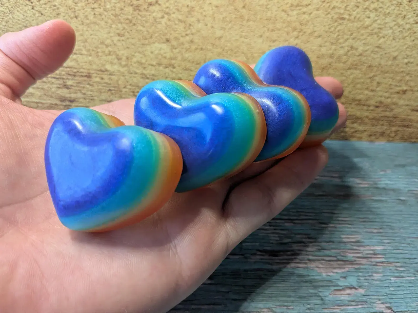 Rainbow Hearts Honey Soap - Colorful Handmade Organic Soap | Moisturizing Bars