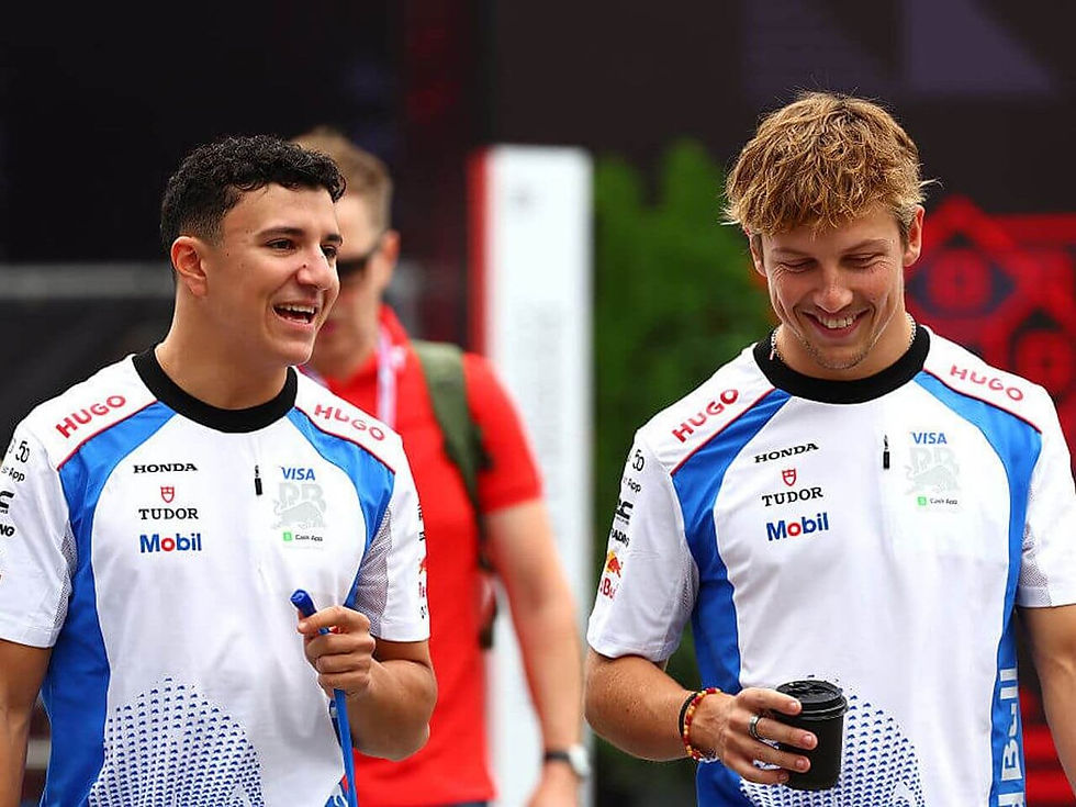 Isack Hadjar (left) and Liam Lawson (right). Credit to Getty Images via The Athletic at nytimes.com.