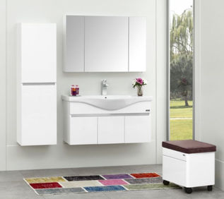 Dinar 100 Vanity Cabinet with 3 drawers, 2 shleves and 1 mirror at ST Style in Sharjah, UAE