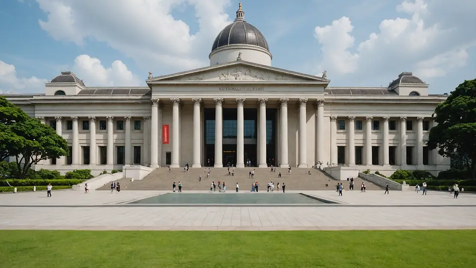 Eye-level view of the National Gallery Singapore's exterior