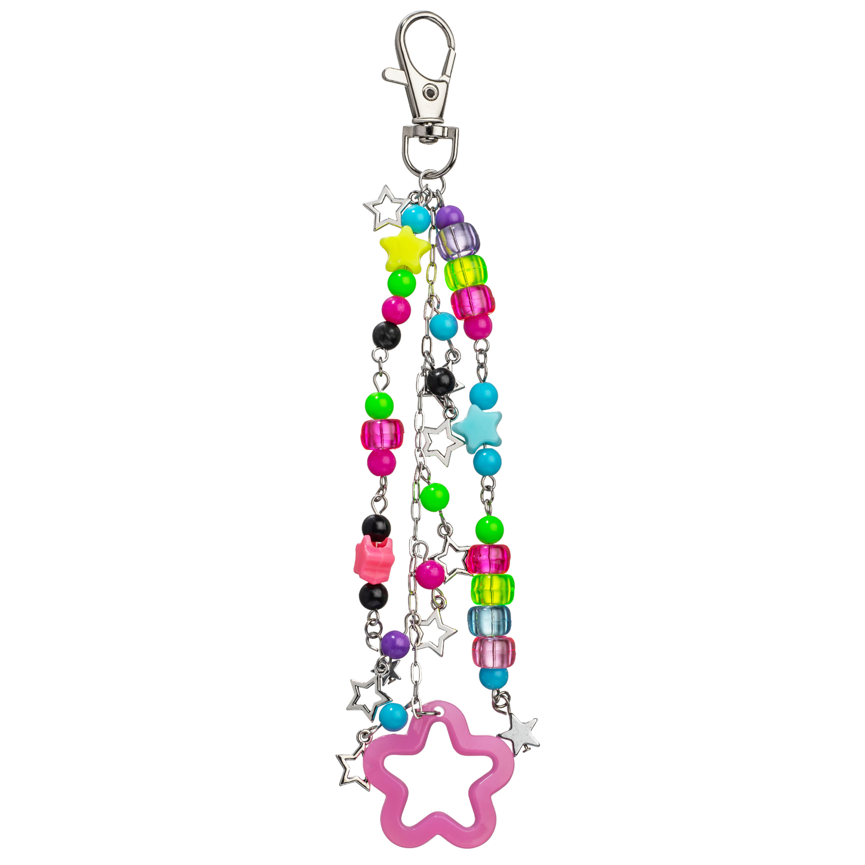 hot pink star Kandi keychain