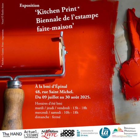 Poster of the 6 Kitchen litho printmaking biennale, Epinal France