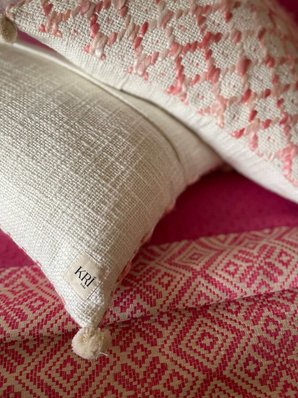 Thumbnail: Distressed Pink Diamond Wool Cushion Covers