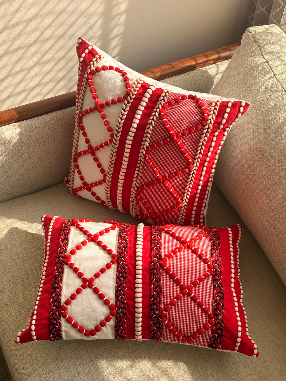 Thumbnail: Dori Red & White Christmas Cushion Cover
