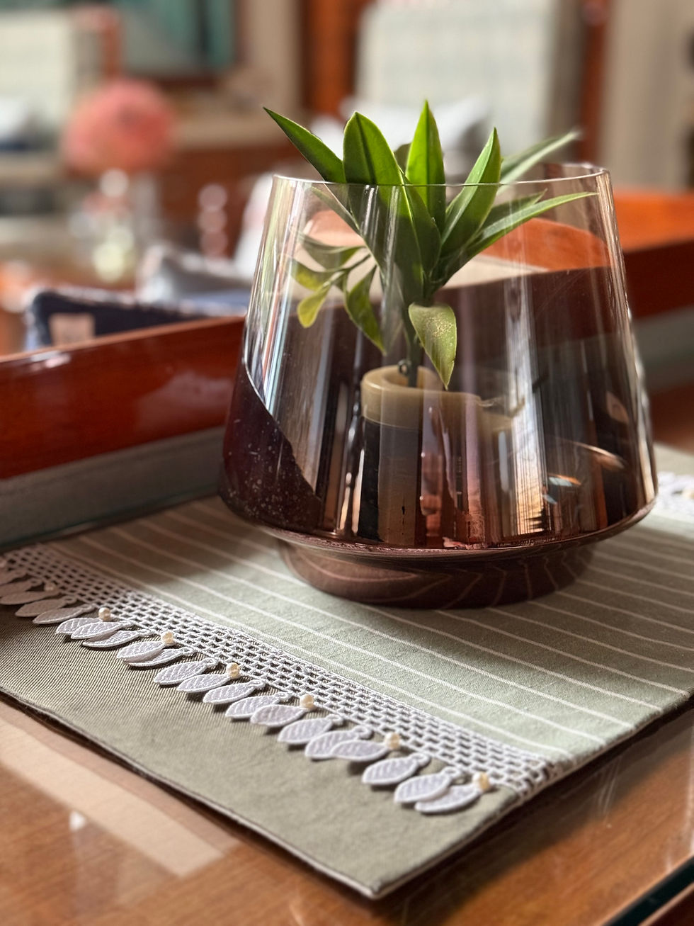 Thumbnail: The Minimalist Sage Leaf Lines Table Placemats Set