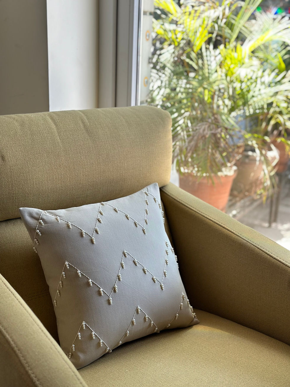 Thumbnail: Ivory Pearl Chevron Lines Cushion Cover