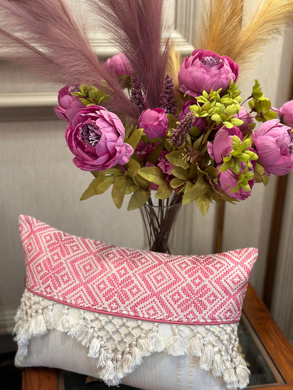 Thumbnail: The Minimalist Pretty Pink Tasselled Cushion Cover