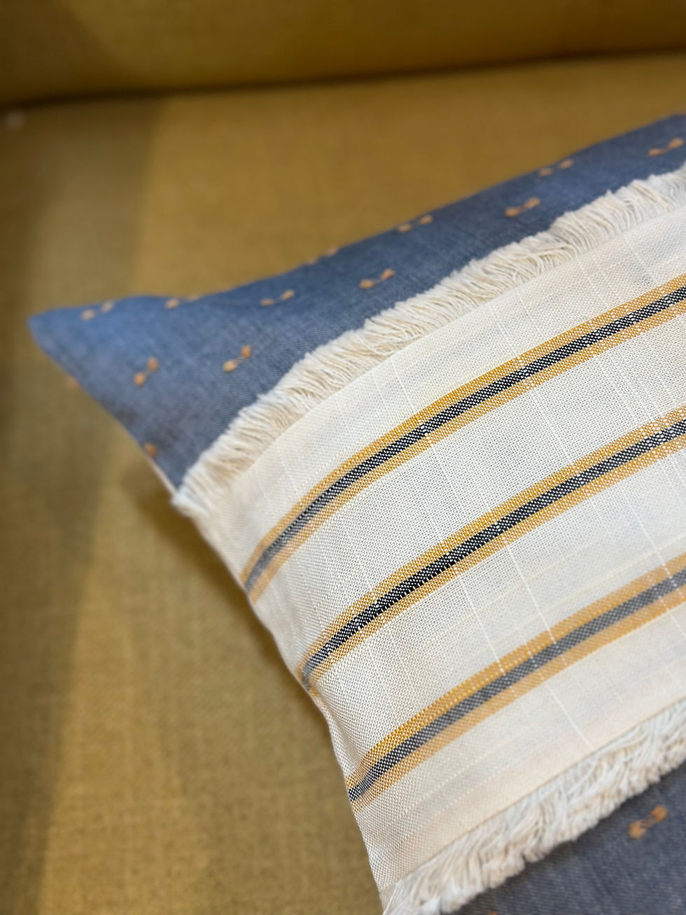 Thumbnail: The Minimalist Steel Blue Fringed Cushion cover