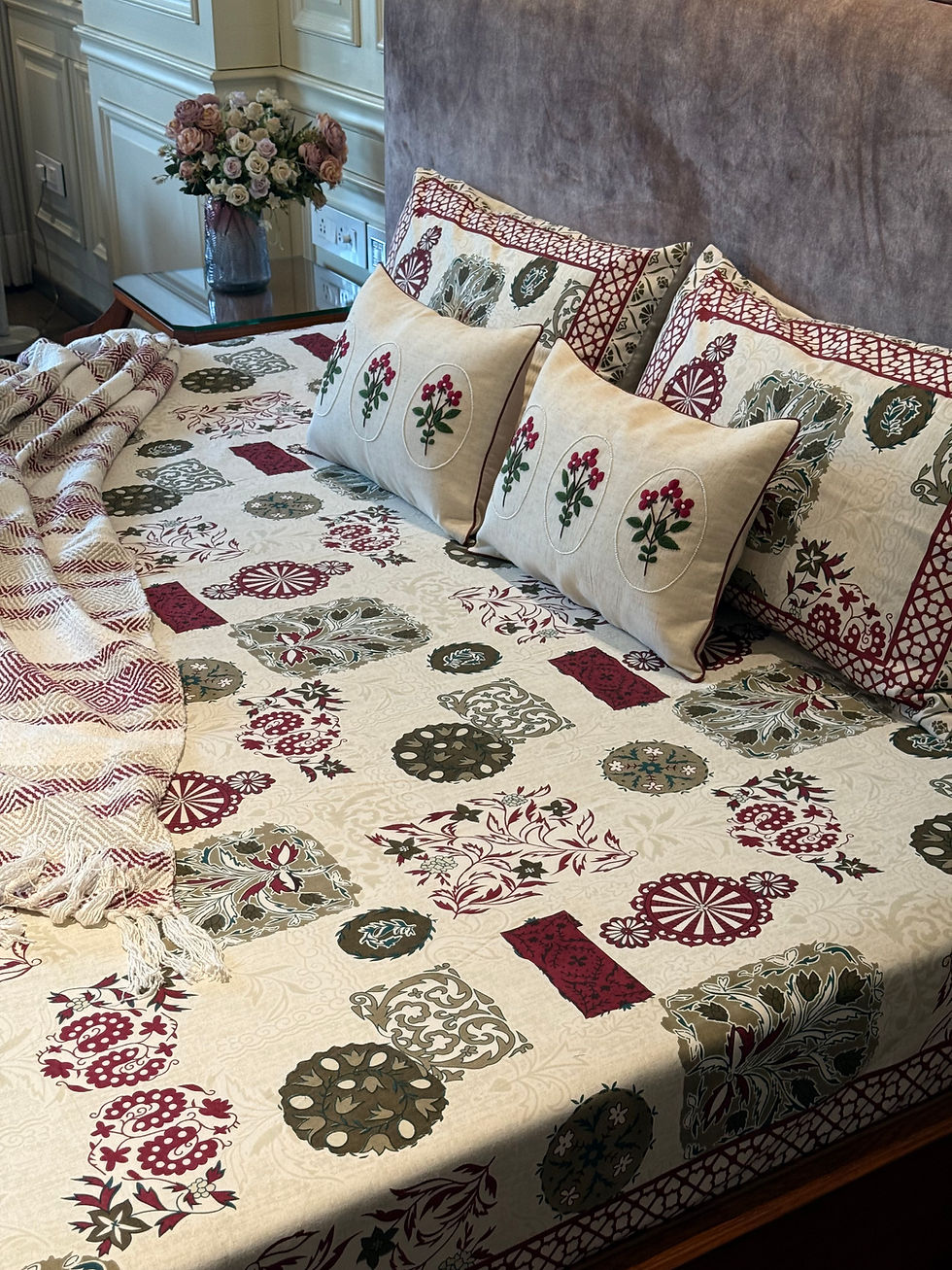 Thumbnail: The Minimalist Maroon Geometric Budget Bedsheet Set