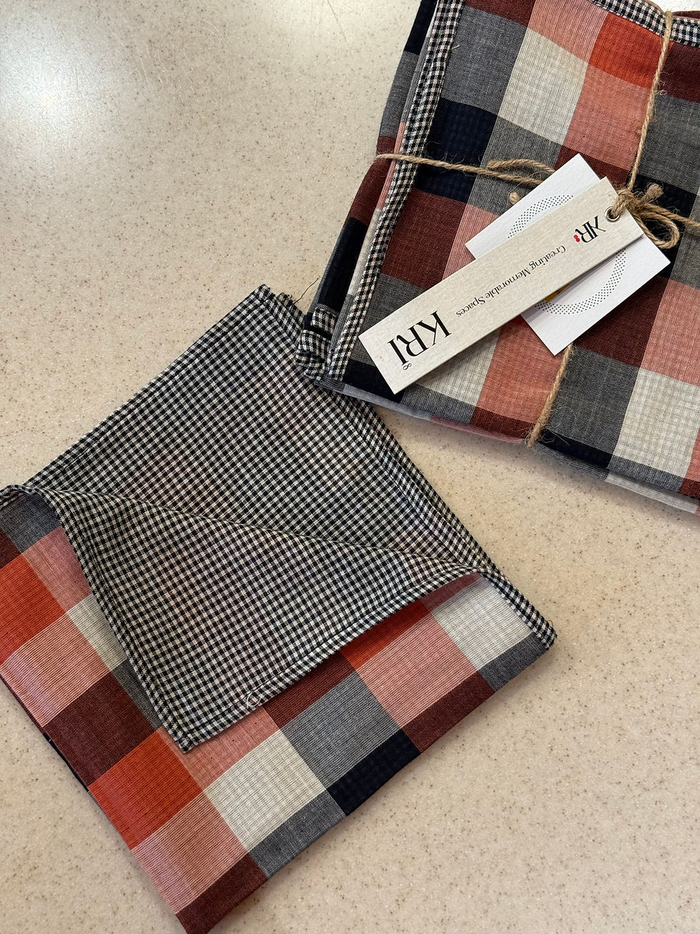 Thumbnail: The Minimalist Set of 6 Checkered Reversible Table Napkins