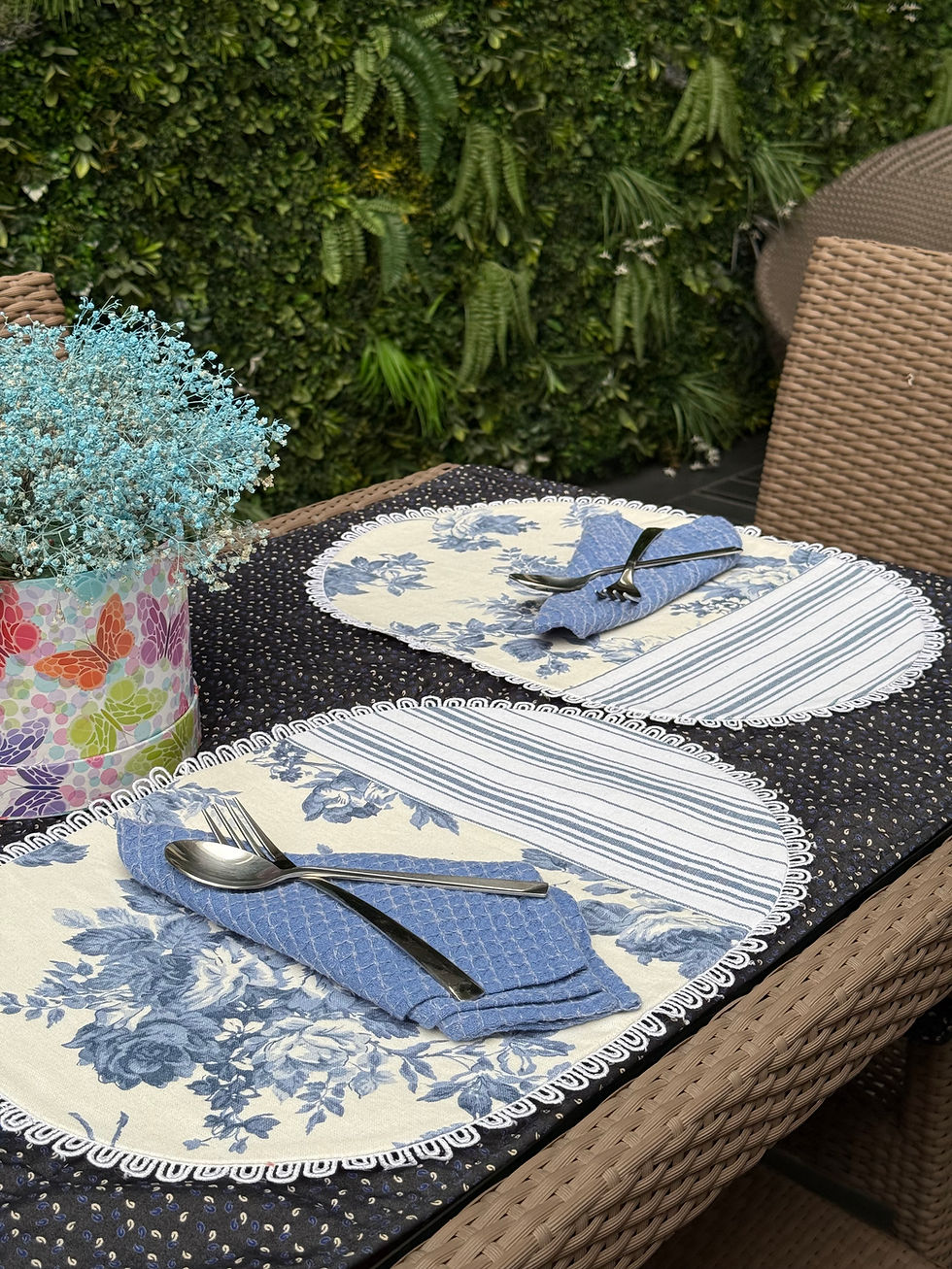 Thumbnail: Bloom Sky of Flowers Linen Table Placemats Set