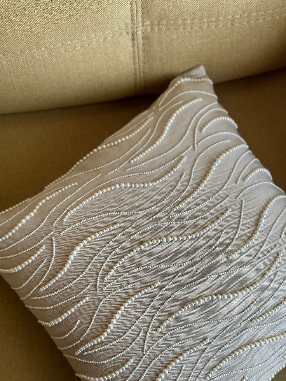 Thumbnail: Ivory Pearl Lines Cushion Cover