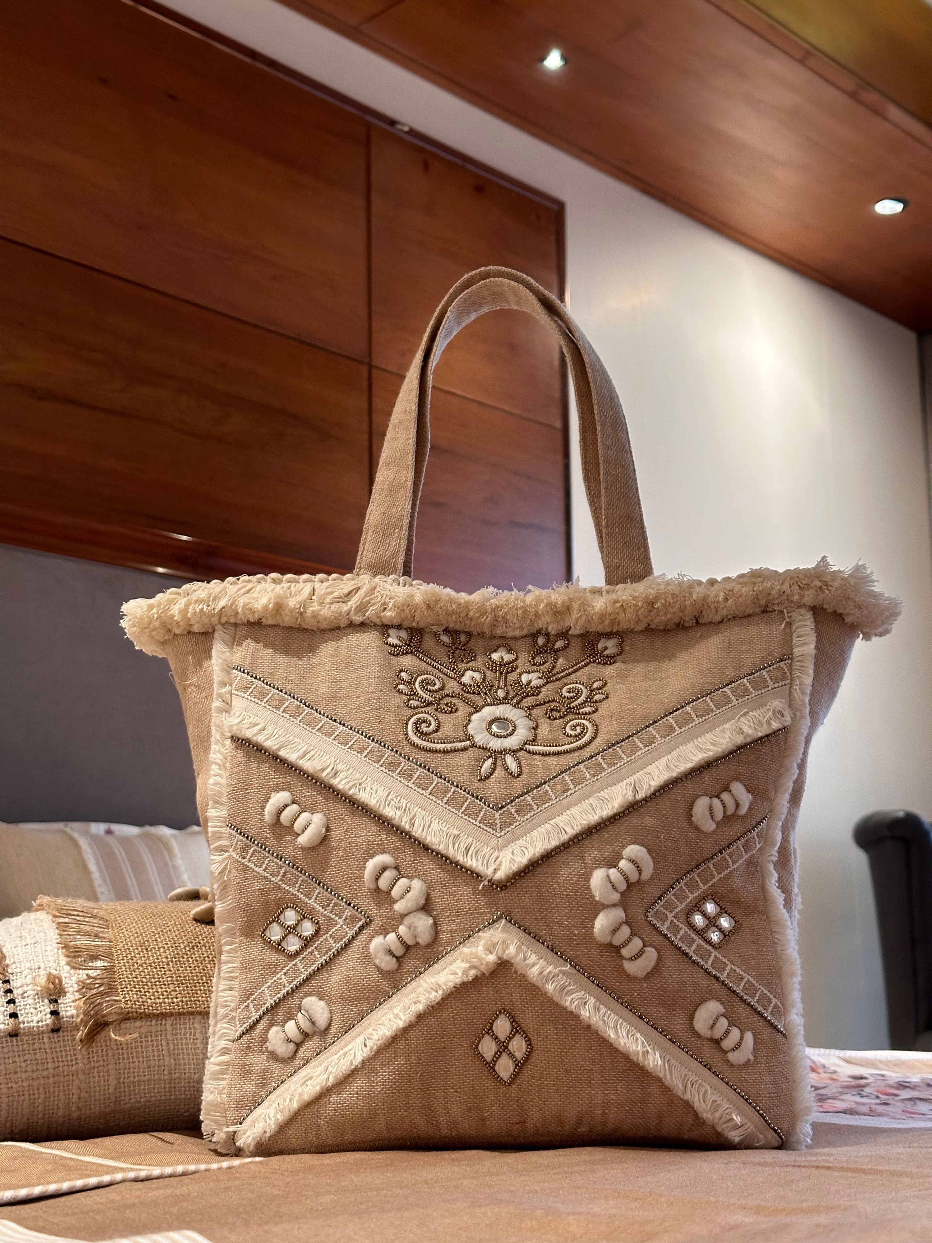 Raw Boho Embroidered Hand bag