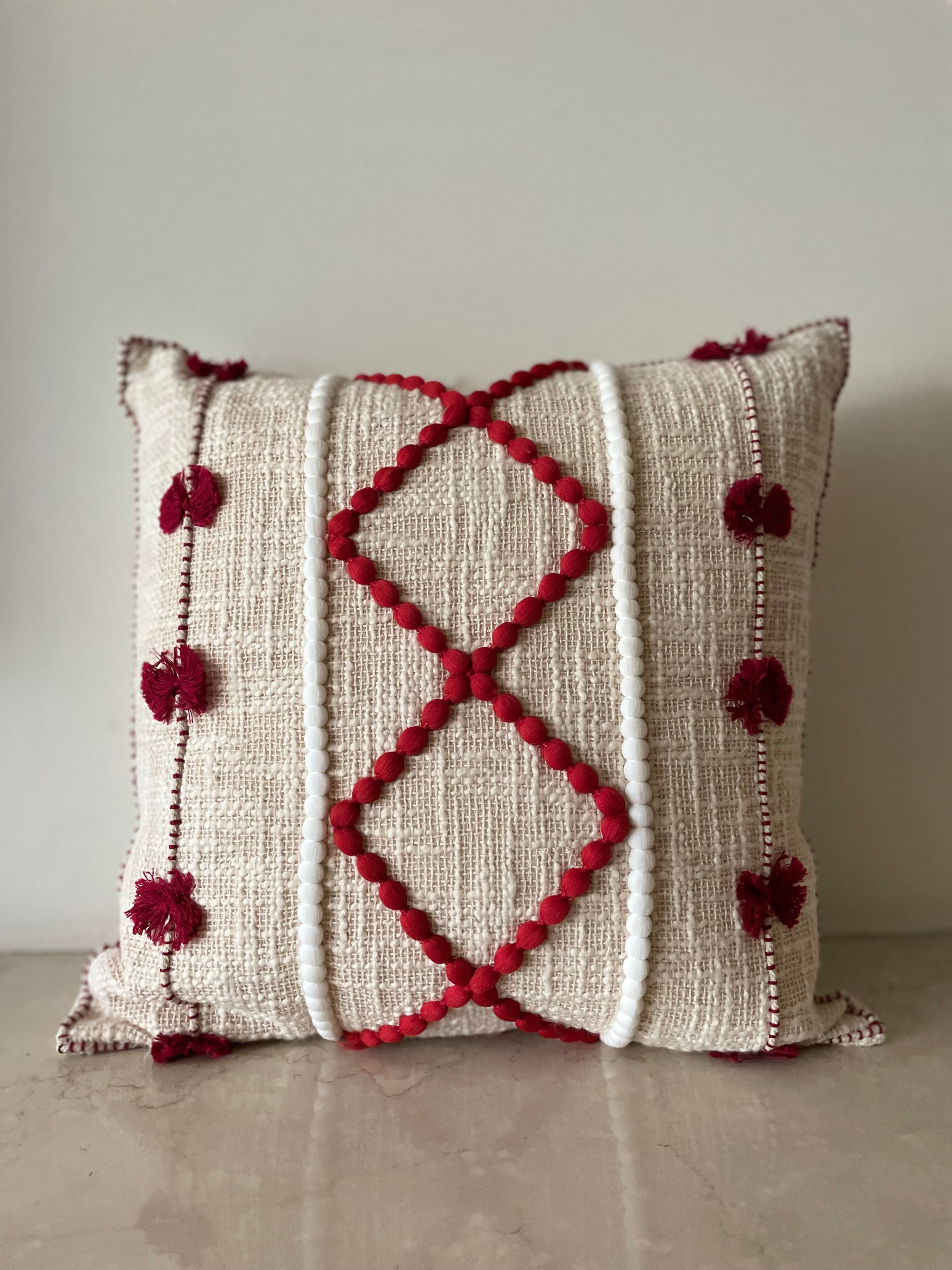 Dori Red Ivory Cushion Covers
