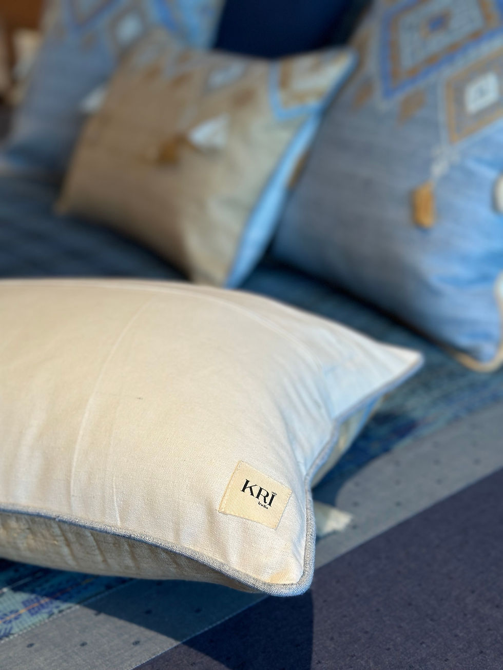 Thumbnail: The Minimalist Gold Silk Geometric Tassel Cushion Covers