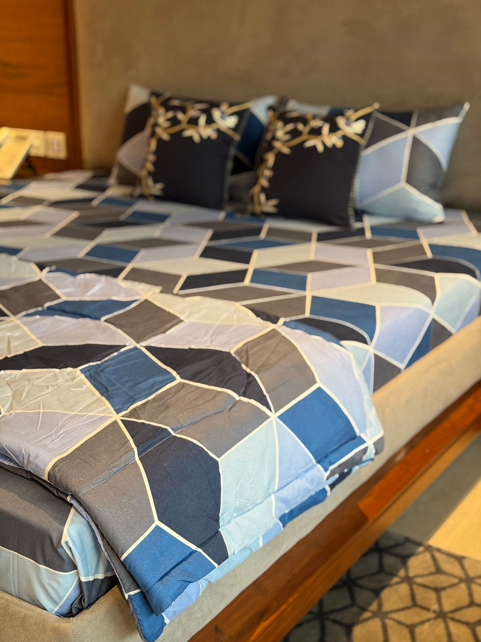 Thumbnail: The Minimalist Navy Steel Grey Geometric Comforter Set