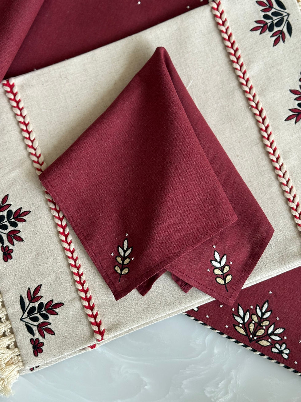 Thumbnail: The Minimalist Maroon Bloom Table Napkins