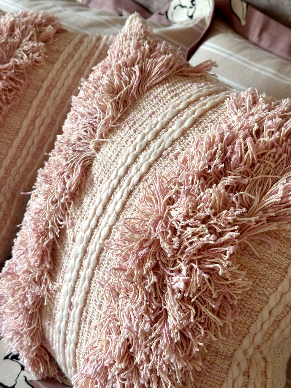 Thumbnail: Distressed Pink Fringed Cushion Cover
