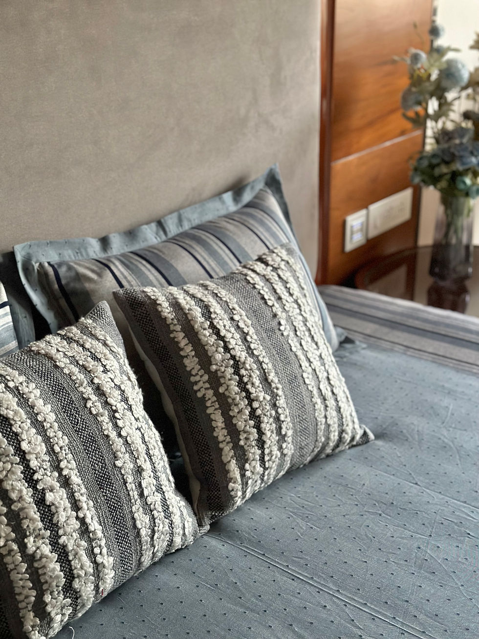 Thumbnail: Distressed Grey White Lines Cushion cover
