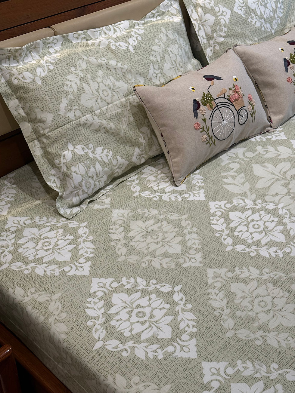 Thumbnail: The Minimalist Sage Bloom Bedsheet set